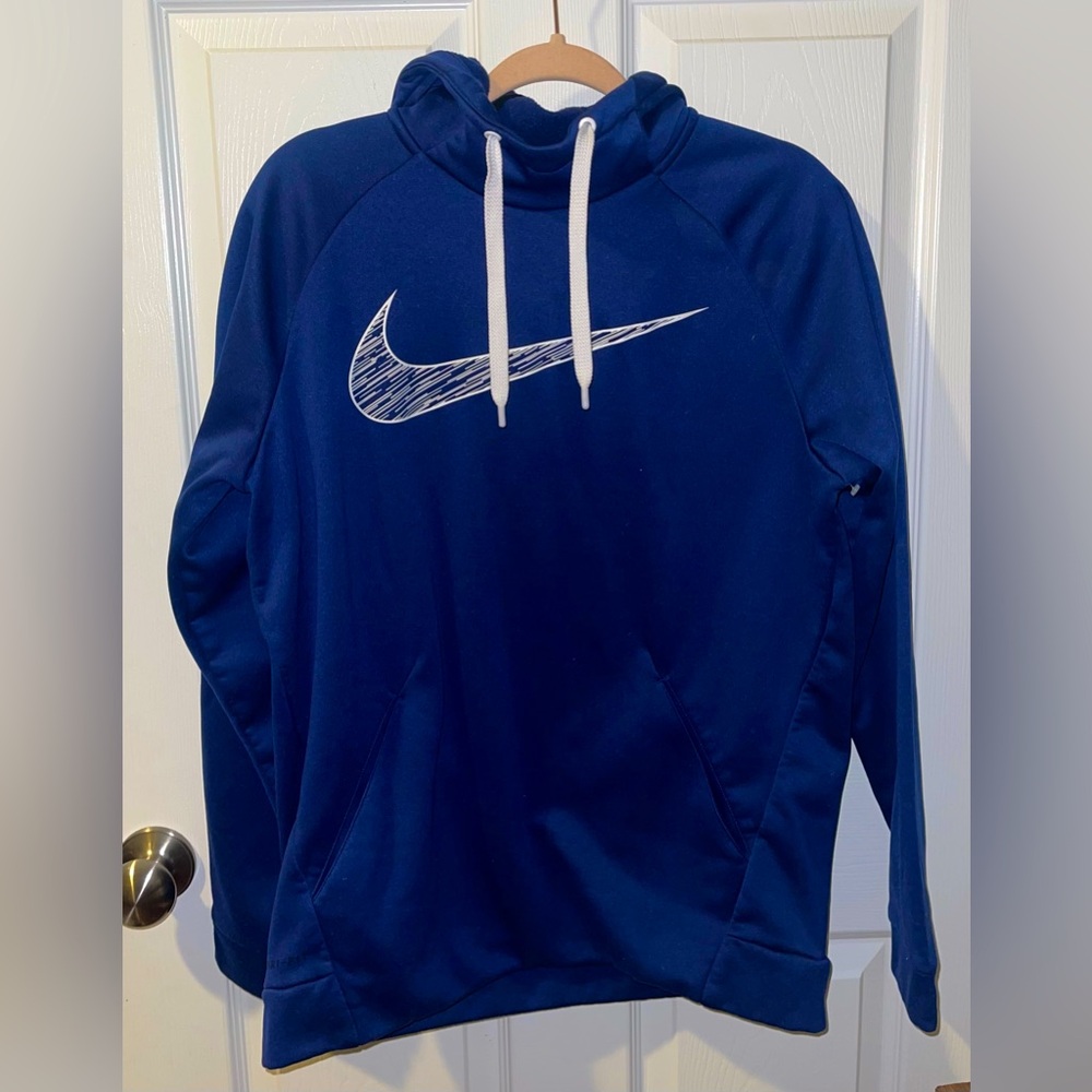 Men’s Nike hoodie M blue hooded dri fit white swoosh
